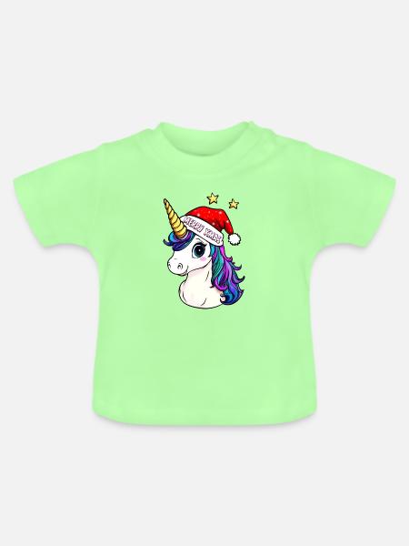 Einhorn Weihnachten - Baby Bio-T-Shirt mit Rundhals - Mintgrün