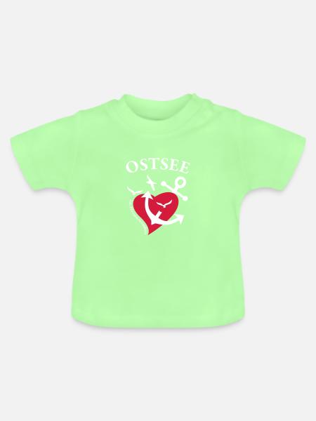 Ostsee - im Herzen verankert - Baby Bio-T-Shirt mit Rundhals - Mintgrün