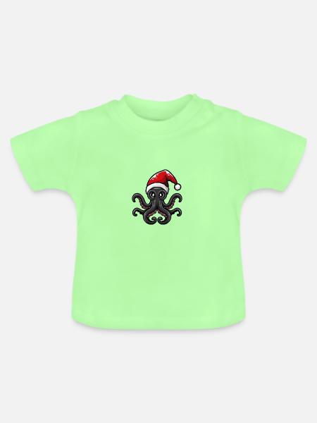 Oktopus Weihnachten - Baby Bio-T-Shirt mit Rundhals - Mintgrün