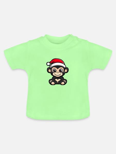 Affe Weihnachten Niedlich - Baby Bio-T-Shirt mit Rundhals - Mintgrün