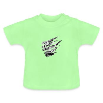 Tiger Kratzer - Baby Bio-T-Shirt mit Rundhals - Mintgrün - Vorne