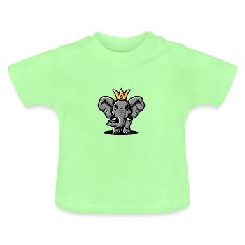 Couronne de bande dessinée éléphant - T-shirt bio col rond Bébé - vert menthe - Devant