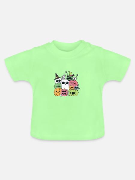 Halloween Party Figuren - Baby Bio-T-Shirt mit Rundhals - Mintgrün