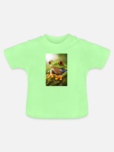 Grüner Frosch mit Sonnenscheinaugen - Baby Bio-T-Shirt mit Rundhals - Mintgrün