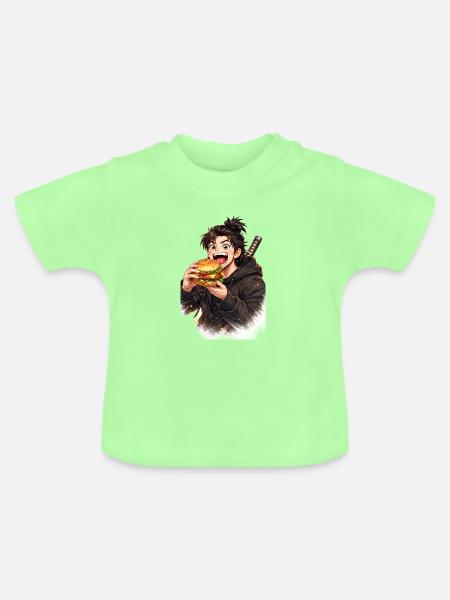 Anime Burgerheld - Baby Bio-T-Shirt mit Rundhals - Mintgrün