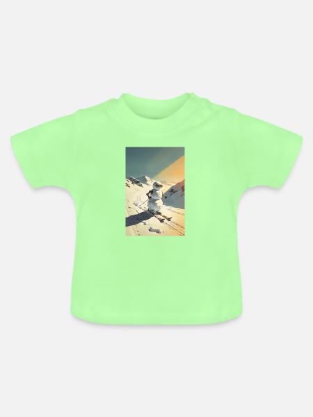 Skiing Snowman - Baby Bio-T-Shirt mit Rundhals - Mintgrün