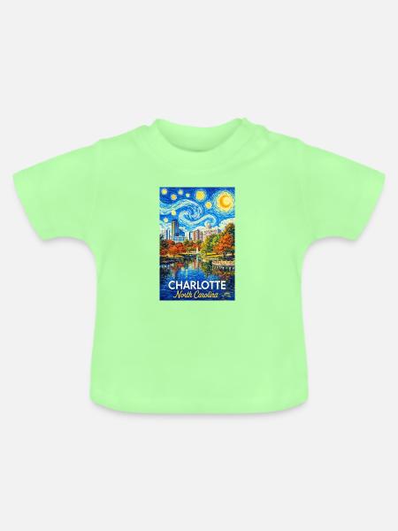 Charlotte, North Carolina - Baby Bio-T-Shirt mit Rundhals - Mintgrün