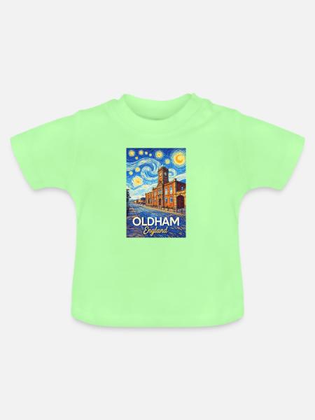 Oldham England Sternen Stadtbild - Baby Bio-T-Shirt mit Rundhals - Mintgrün