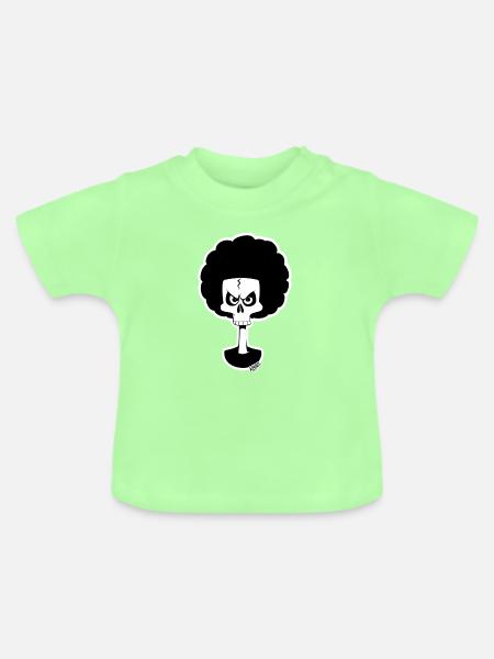 Afro Skull Cartoon Monochrom - Baby Bio-T-Shirt mit Rundhals - Mintgrün