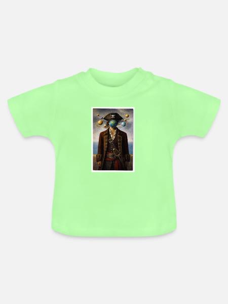 Kosmisches Piratenporträt - Baby Bio-T-Shirt mit Rundhals - Mintgrün