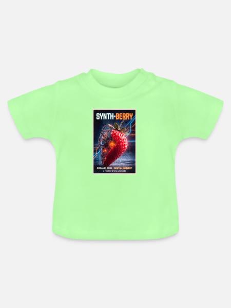 Synth-Beere: Kybernetische Erdbeere - Baby Bio-T-Shirt mit Rundhals - Mintgrün