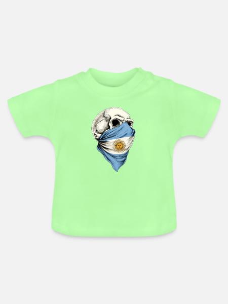 Argentina Argentinos argentinische Flaggenschädel - Baby Bio-T-Shirt mit Rundhals - Mintgrün