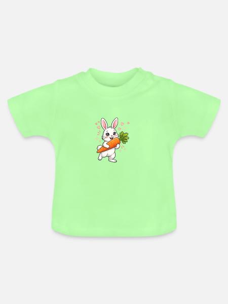 Häschen mit Karotte - Baby Bio-T-Shirt mit Rundhals - Mintgrün