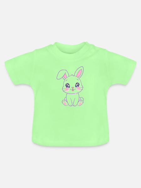 Kawaii Häschen Pastellglanz - Baby Bio-T-Shirt mit Rundhals - Mintgrün
