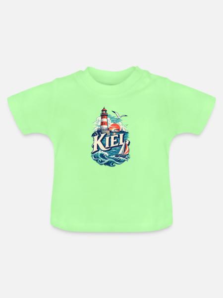 Kiel Leuchtturm Segelboot Ostsee - Baby Bio-T-Shirt mit Rundhals - Mintgrün