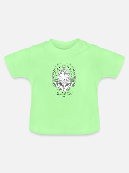 Erdkugel in Händen: Naturkraft - Baby Bio-T-Shirt mit Rundhals - Mintgrün