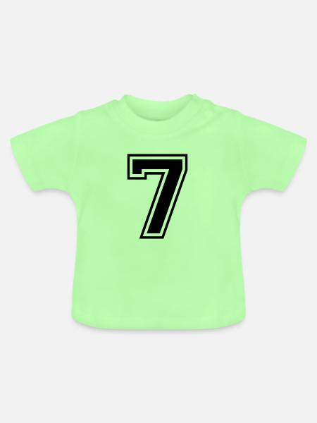 7 Nummer Sieben Ziffer Zahl Rückennummer Geschenk - Baby Bio-T-Shirt mit Rundhals - Mintgrün