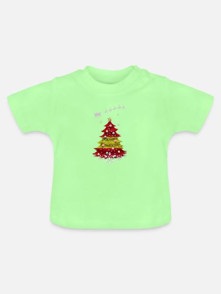 Weihnachtsbaum mit Spanien-Flagge - Baby Bio-T-Shirt mit Rundhals - Mintgrün
