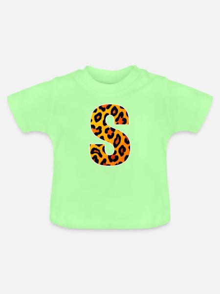 Leopardenmuster S Buchstabe - Baby Bio-T-Shirt mit Rundhals - Mintgrün