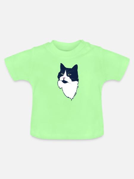 Mitternachts-Tuxedo-Katzenporträt - Baby Bio-T-Shirt mit Rundhals - Mintgrün
