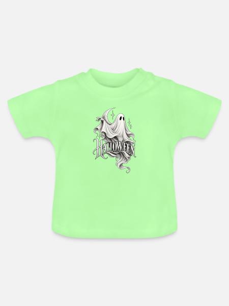 Geisterhafte Halloween-Schriftkunst - Baby Bio-T-Shirt mit Rundhals - Mintgrün