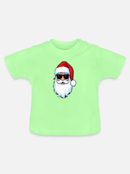Weihnachtsmann mit Sonnenbrille Hipster Santa - Baby Bio-T-Shirt mit Rundhals - Mintgrün