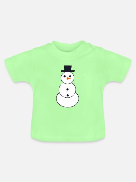 Minimalistische Schneemannkunst - Baby Bio-T-Shirt mit Rundhals - Mintgrün