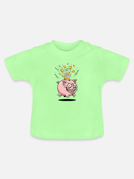 Sparschwein Münzregen Spaß - Baby Bio-T-Shirt mit Rundhals - Mintgrün