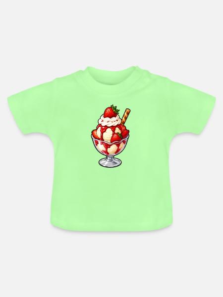 Erdbeer Sundae Glanz - Baby Bio-T-Shirt mit Rundhals - Mintgrün
