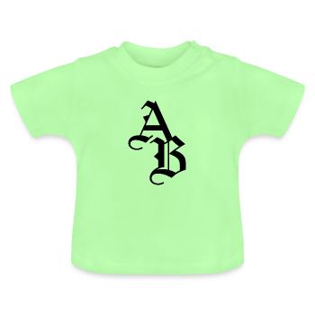 AB BA initials letters font gift idea - Baby Organic T-Shirt with Round Neck - mint green - Front