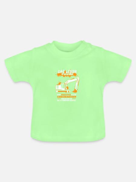 Baggerfahrer mit Bagger - Baby Bio-T-Shirt mit Rundhals - Mintgrün