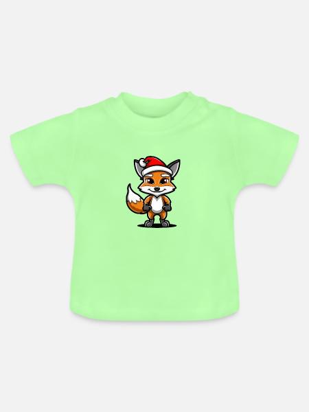 Fuchs Weihnachten - Baby Bio-T-Shirt mit Rundhals - Mintgrün