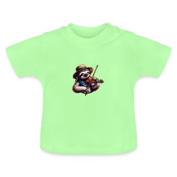 Paresseux Violoniste Musique classique - T-shirt bio col rond Bébé - vert menthe - Devant