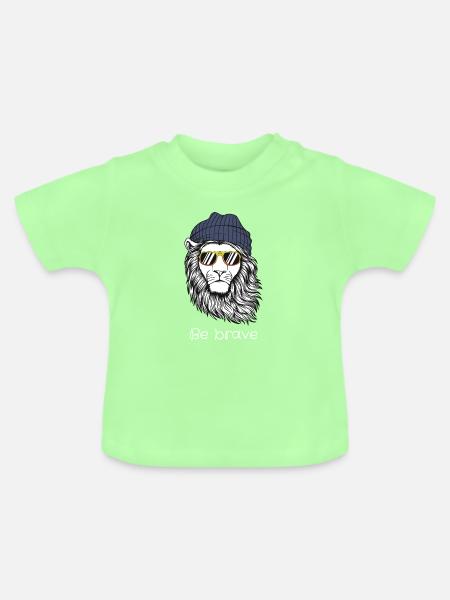 Mutiger Löwe mit Be Brave-Brille - Baby Bio-T-Shirt mit Rundhals - Mintgrün