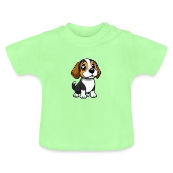 Beagle Hund Comic Baby - Baby Bio-T-Shirt mit Rundhals - Mintgrün - Vorne