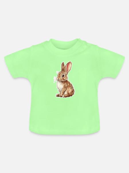 Hase - Baby Bio-T-Shirt mit Rundhals - Mintgrün