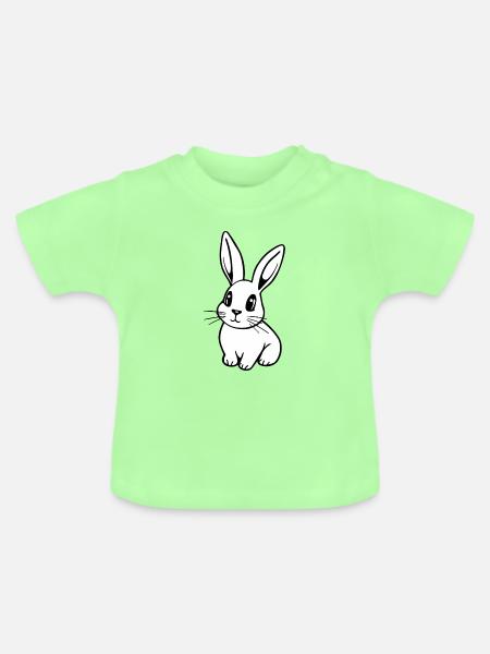 Süßer weißer Osterhase - Baby Bio-T-Shirt mit Rundhals - Mintgrün