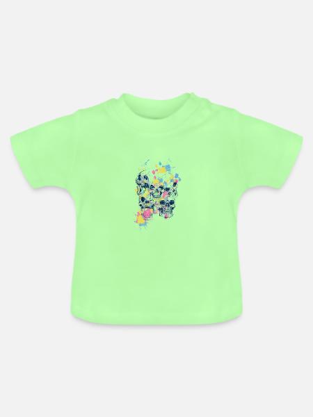 skulls on coloured stains - Baby Bio-T-Shirt mit Rundhals - Mintgrün