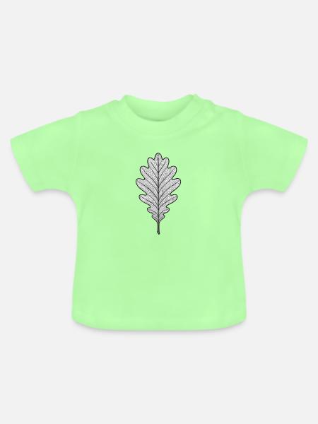 Monochromes Eichenblatt-Design - Baby Bio-T-Shirt mit Rundhals - Mintgrün