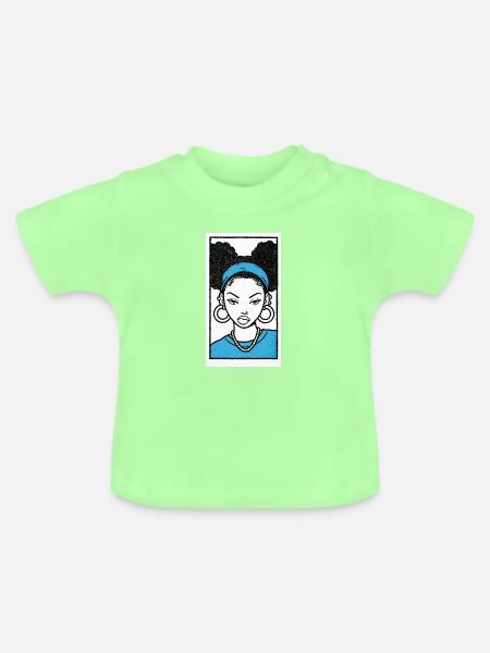 Black female portrait #4 - Baby Bio-T-Shirt mit Rundhals - Mintgrün