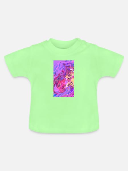 Farbwirbel Pastellmarmor Trio - Baby Bio-T-Shirt mit Rundhals - Mintgrün