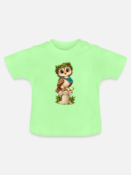 Weise Eule im Lorbeerkranz - Baby Bio-T-Shirt mit Rundhals - Mintgrün