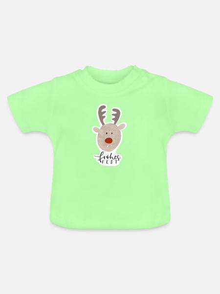 Frohes Fest Rentier Sticker - Baby Bio-T-Shirt mit Rundhals - Mintgrün