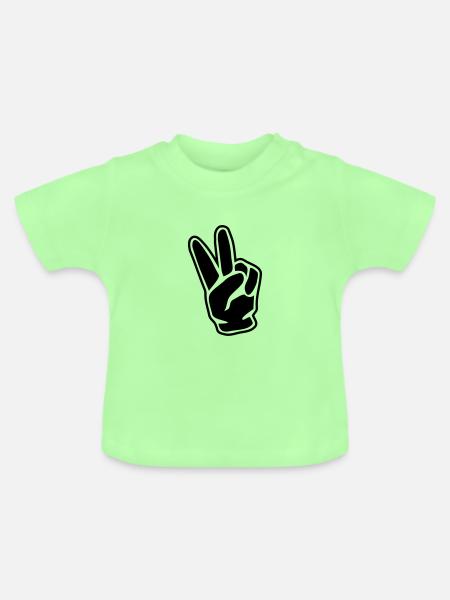 hand peace symbol 1 - Baby Bio-T-Shirt mit Rundhals - Mintgrün