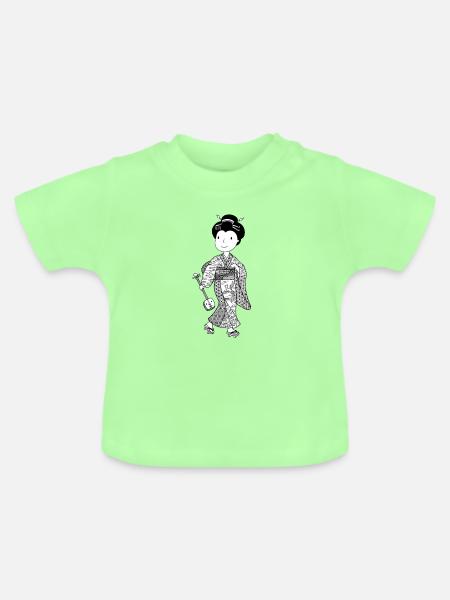 Kimono Geisha Shamisen Japan Phoenix - Baby Bio-T-Shirt mit Rundhals - Mintgrün