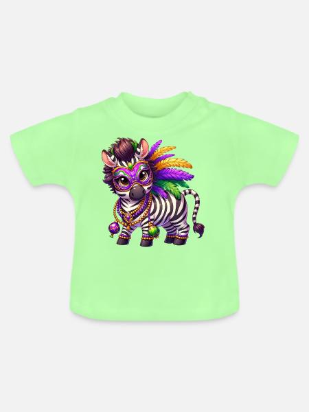 Mardi Gras Zebra Comic Süß - Baby Bio-T-Shirt mit Rundhals - Mintgrün
