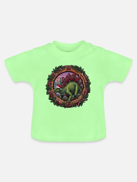 Stegosaurus Weihnachtszauber - Baby Bio-T-Shirt mit Rundhals - Mintgrün
