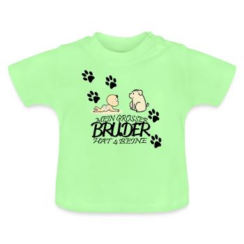 Mein grosser Bruder hat 4 Pfoten - Baby Bio-T-Shirt mit Rundhals - Mintgrün - Vorne