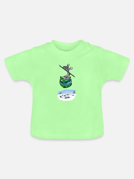 1422-Gondel-GRÜN - Baby Bio-T-Shirt mit Rundhals - Mintgrün