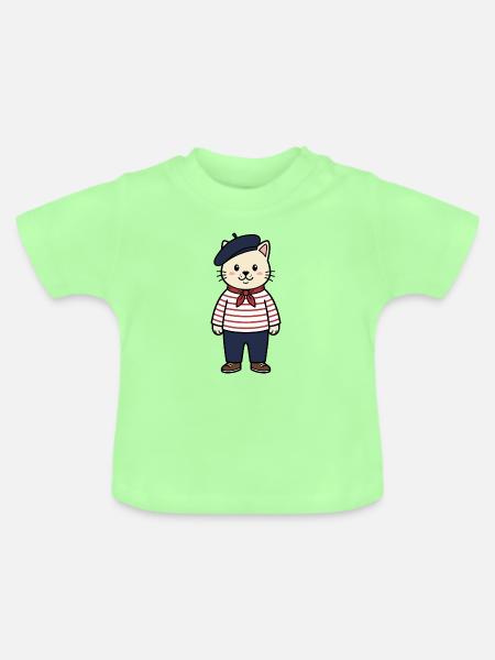 Frankreich-Katze - Baby Bio-T-Shirt mit Rundhals - Mintgrün